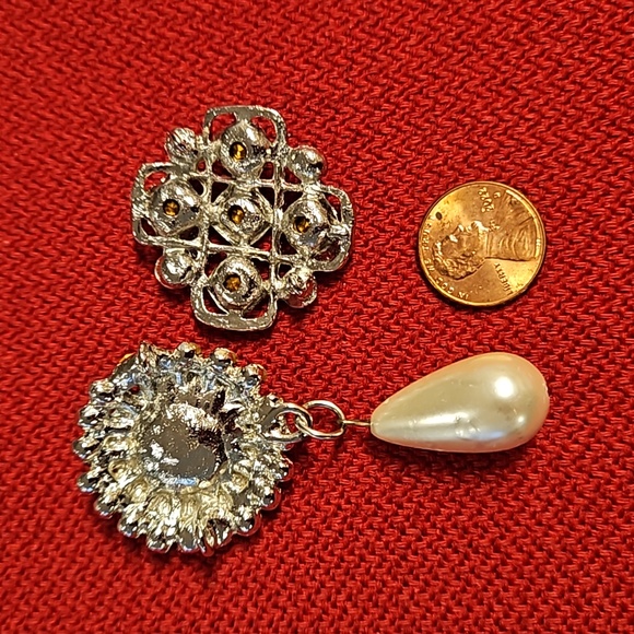 8 piece rhinestone faux pearl jeweled brooches barrette needing backs Repair lot - Picture 8 of 12